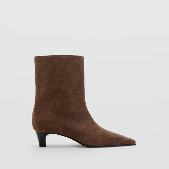 277. MANGO MNG Suede leather ankle boots Pastel Brown $140 NWOB Sz 40 - Picture 1 of 5